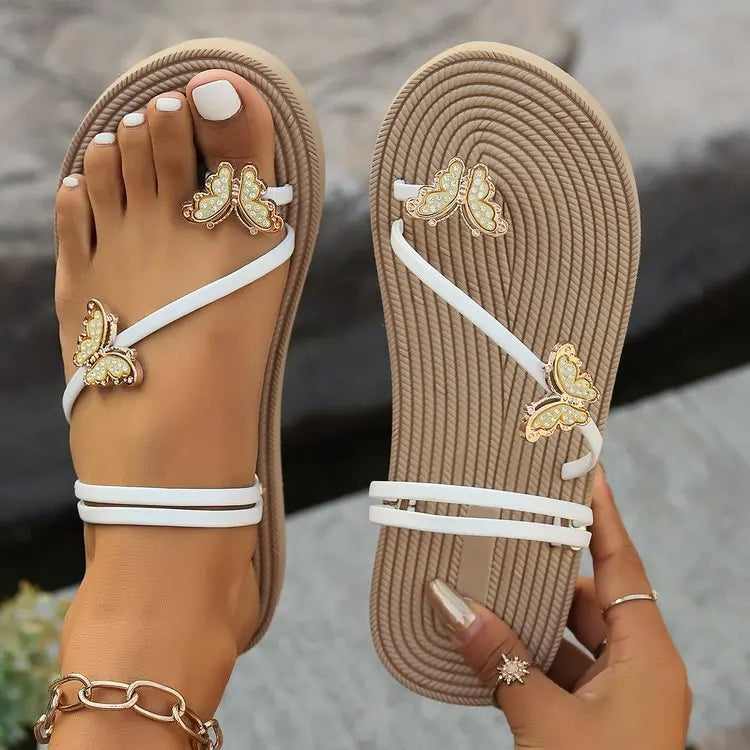 Zapatos De playa elegantes para Mujer, sandalias informales con punta abierta y fondo plano suave, Zapatillas De Mujer Tacon Elegante