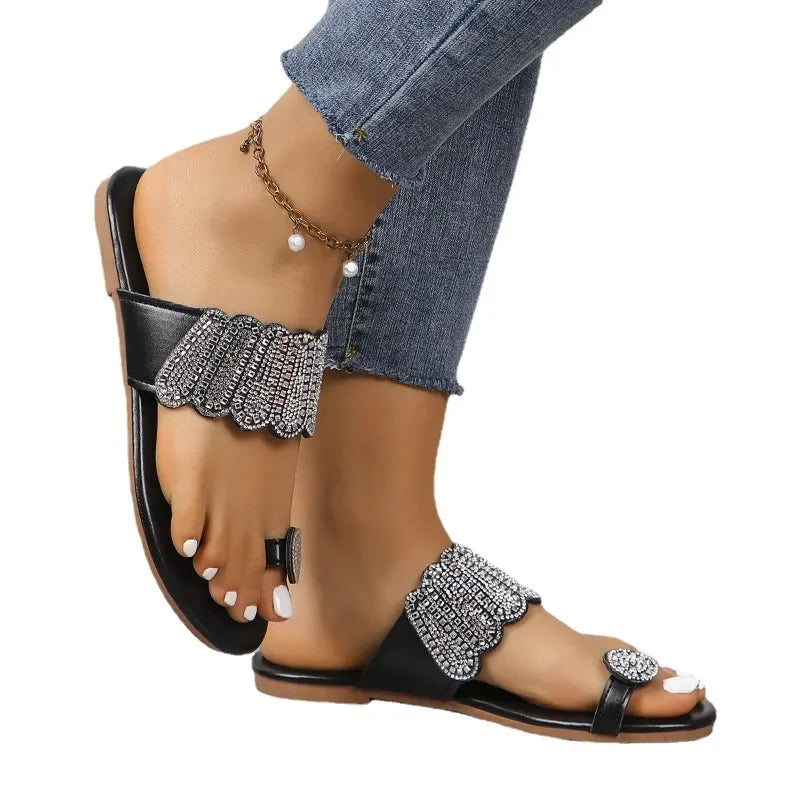 Zapatillas De exterior modernas para Mujer, zapatos planos sexys, gran oferta, Zapatillas De playa lisas ostentosas, 2024